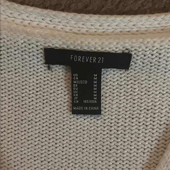 White Floral Puff Sleeve Cardigan Forever 21 - Picture 2 of 4